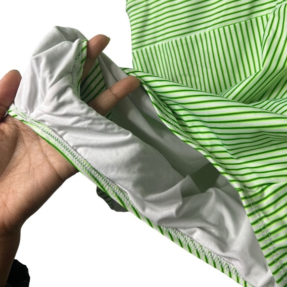 aava Women’s Layla Retro Green/White Striped Ruffle One Piece Size XXL - Picture 5 of 5